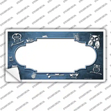 Light Blue White Owl Scallop Oil Rubbed Novelty Sticker Decal