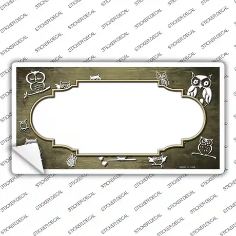 Gold White Owl Scallop Oil Rubbed Novelty Sticker Decal