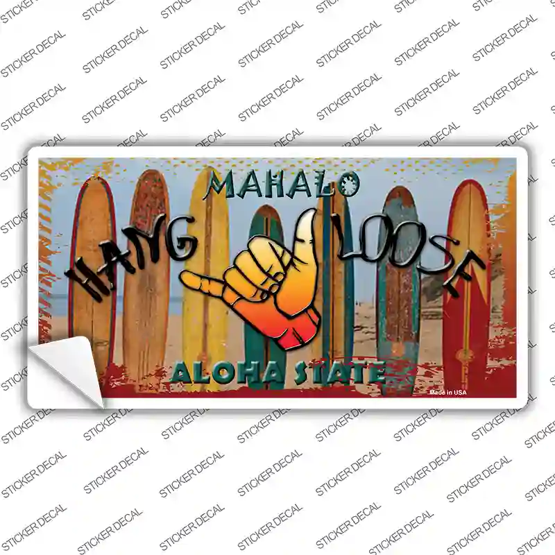 Hang Loose Surfboards Hawaii State Novelty Sticker Decal