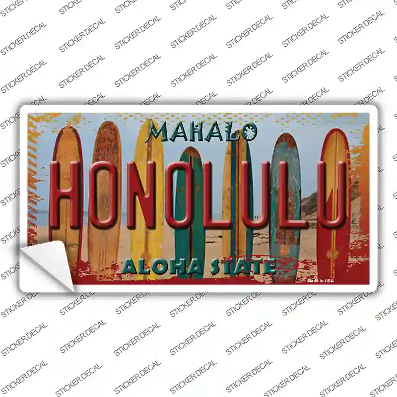 Honolulu Surfboards Hawaii State Novelty Sticker Decal