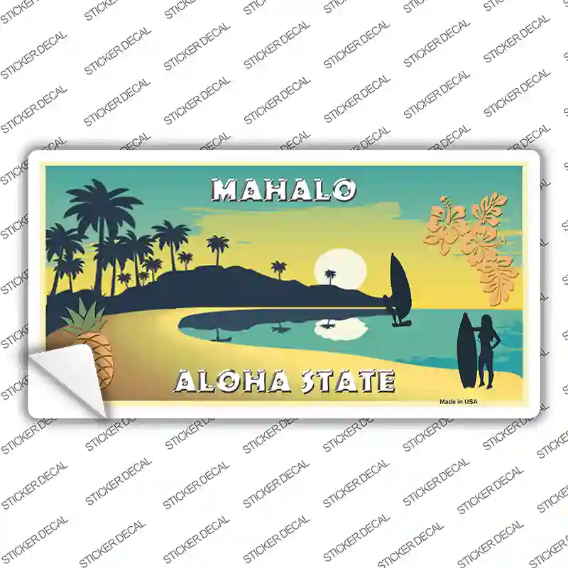 Mahalo Pineapple Hawaii Blank State Novelty Sticker Decal