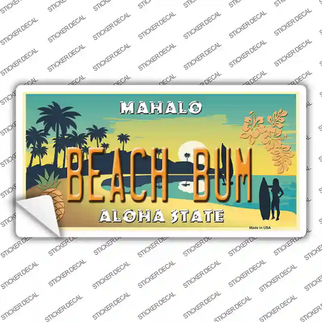 Beach Bum Hawaii Pineapple Novelty Sticker Decal