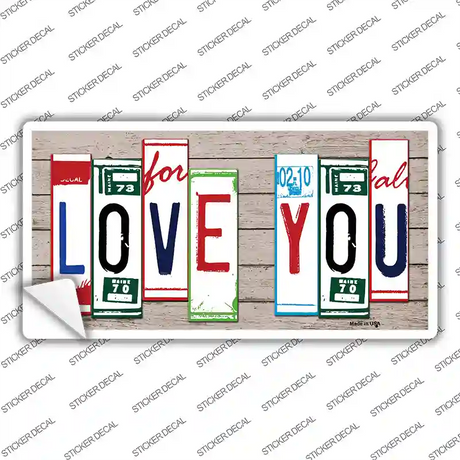 Love You Art Wood Novelty Sticker Decal