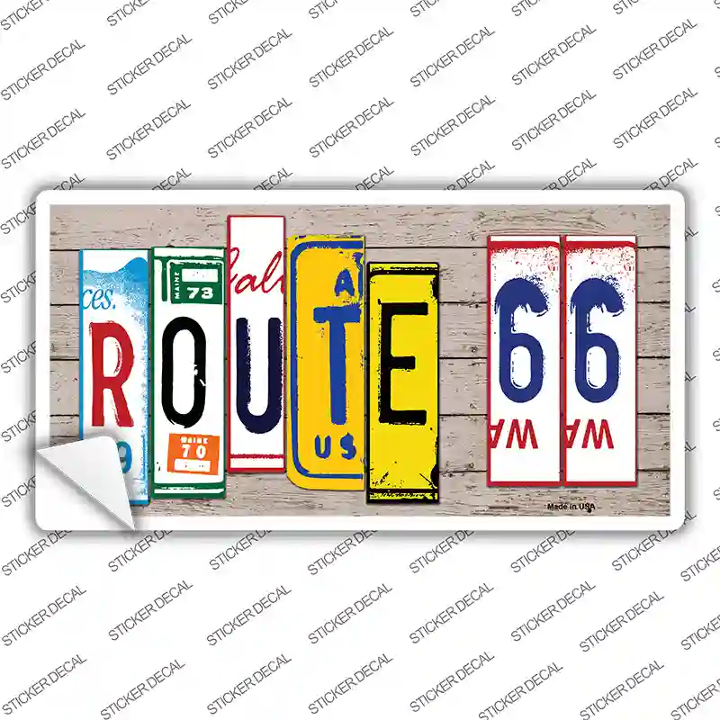 Route 66 Art Wood Novelty Sticker Decal