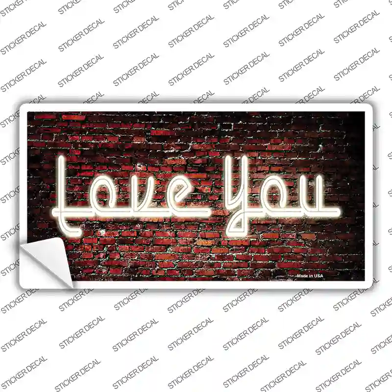 Love You On Brick Wall Novelty Sticker Decal