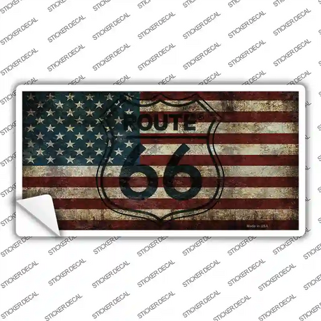 Route 66 American Flag Transparent Novelty Sticker Decal