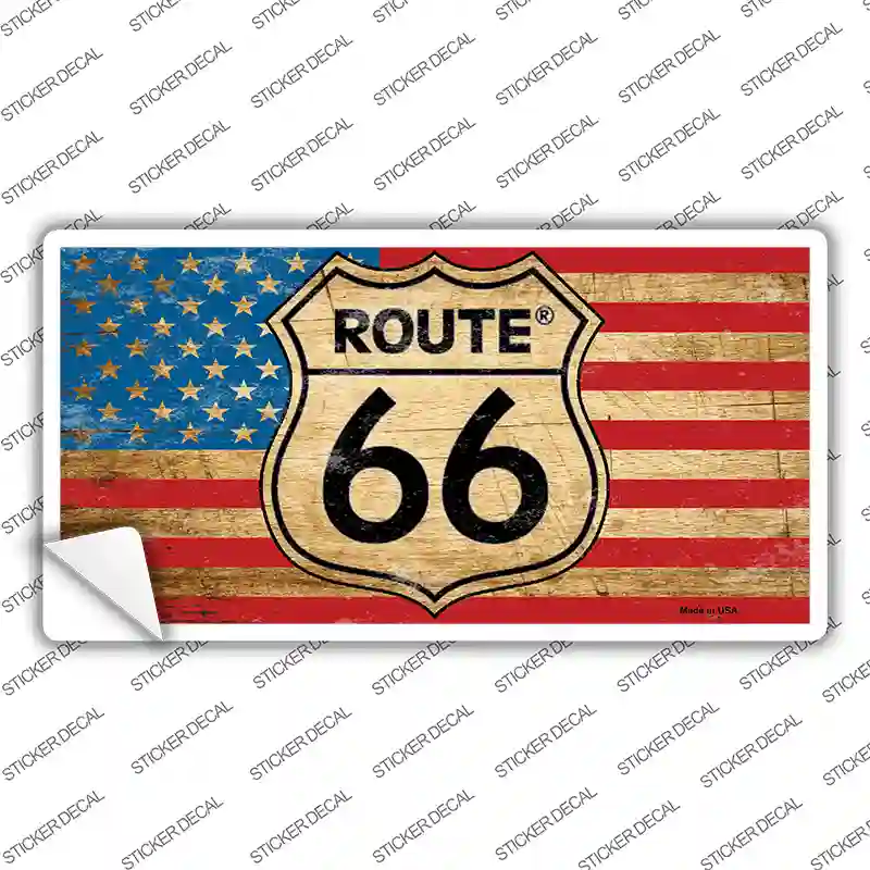 Route 66 American Flag Novelty Sticker Decal
