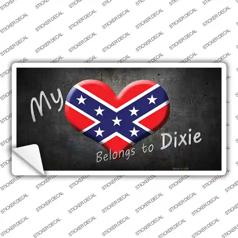 Heart Belongs To Dixie Novelty Sticker Decal