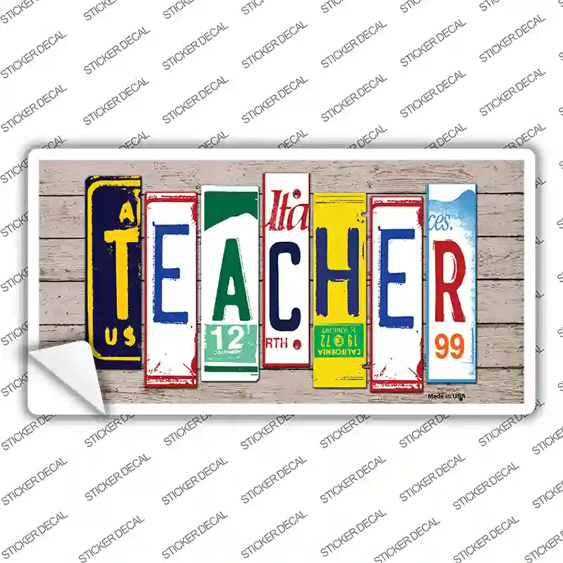 Teacher Wood Art Novelty Sticker Decal