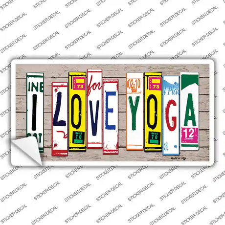 I Love Yoga Wood Art Novelty Sticker Decal