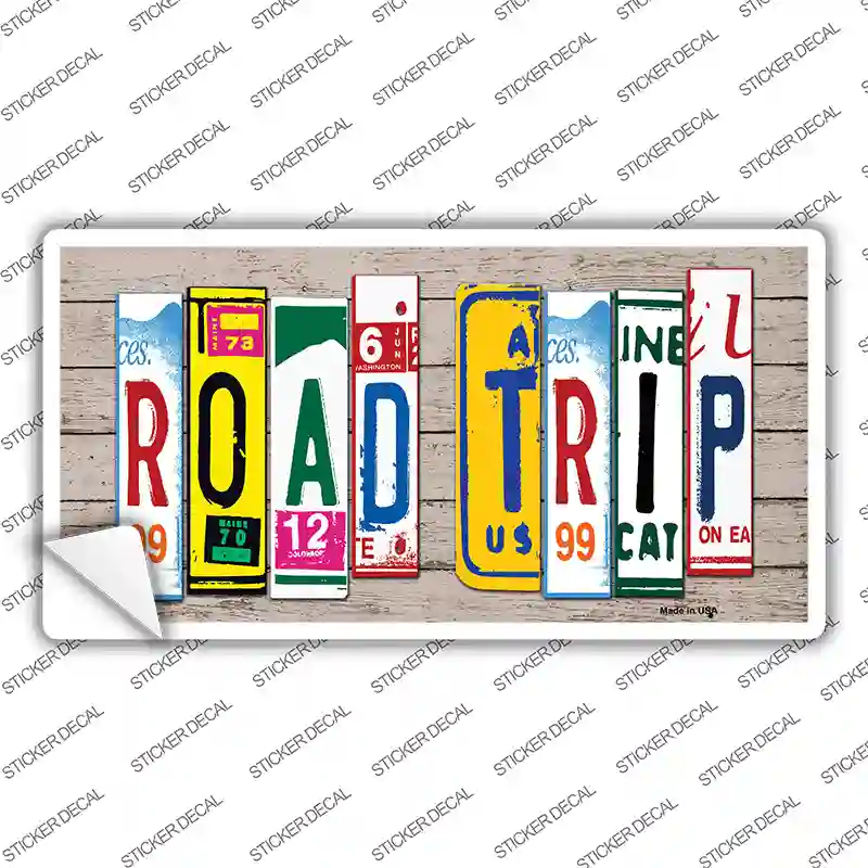 Road Trip Wood Art Novelty Sticker Decal
