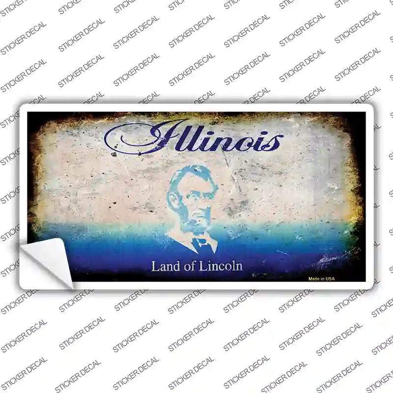 Illinois State Rusty Novelty Sticker Decal
