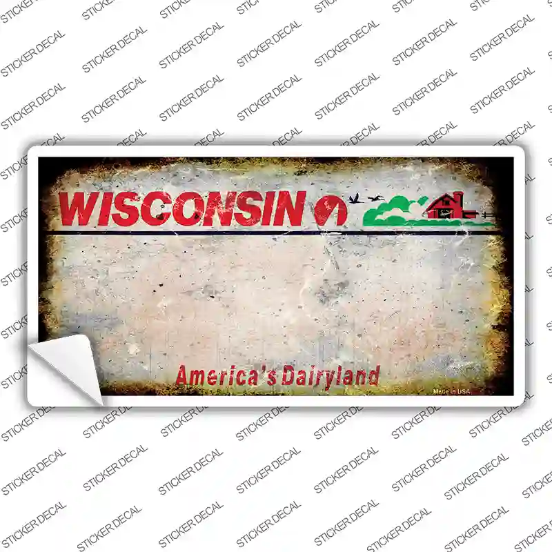 Wisconsin State Rusty Novelty Sticker Decal