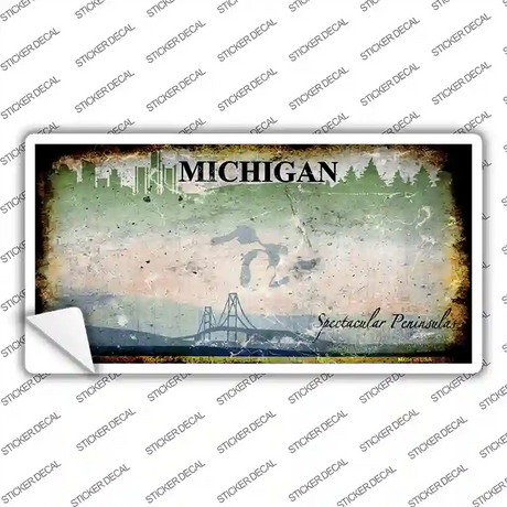 Michigan State Rusty Background Novelty Sticker Decal