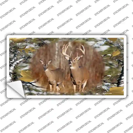 Two Deer On Camo Novelty Sticker Decal