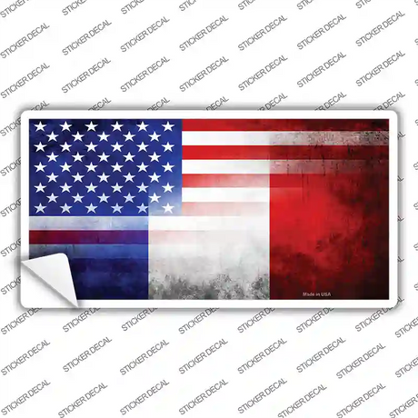 United States France Flag Fade Novelty Sticker Decal