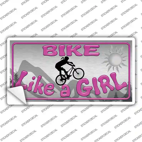 Bike Like A Girl Pink Novelty Sticker Decal