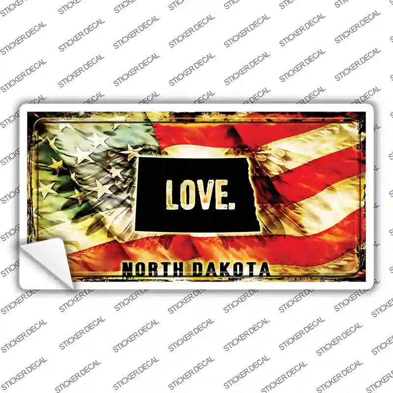 North Dakota Love Novelty Sticker Decal