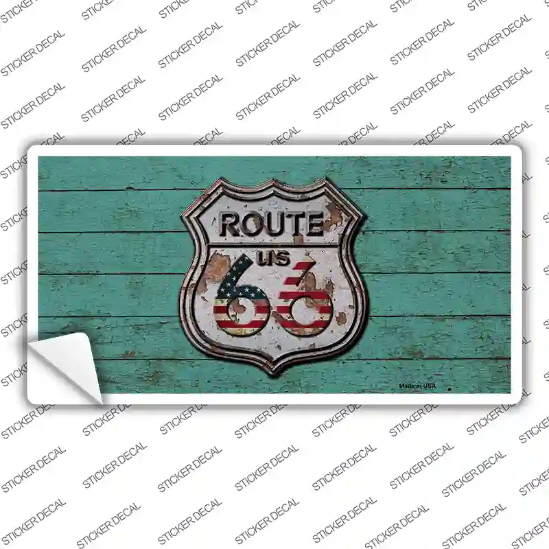 Route 66 Rusty On Wood Novelty Sticker Decal