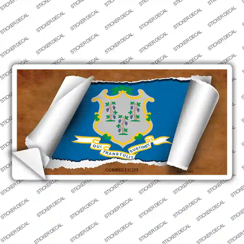Connecticut Flag Scroll Novelty Sticker Decal