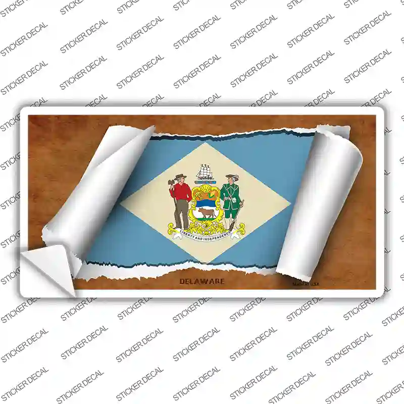 Delaware Flag Scroll Novelty Sticker Decal