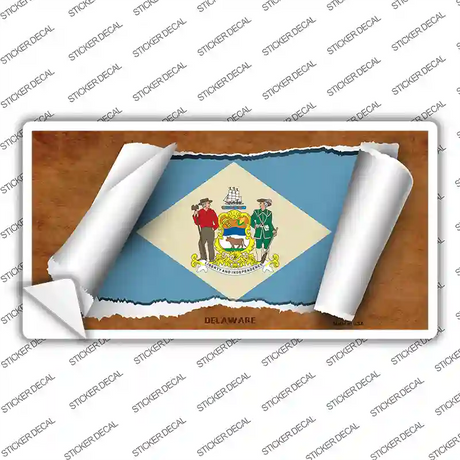 Delaware Flag Scroll Novelty Sticker Decal