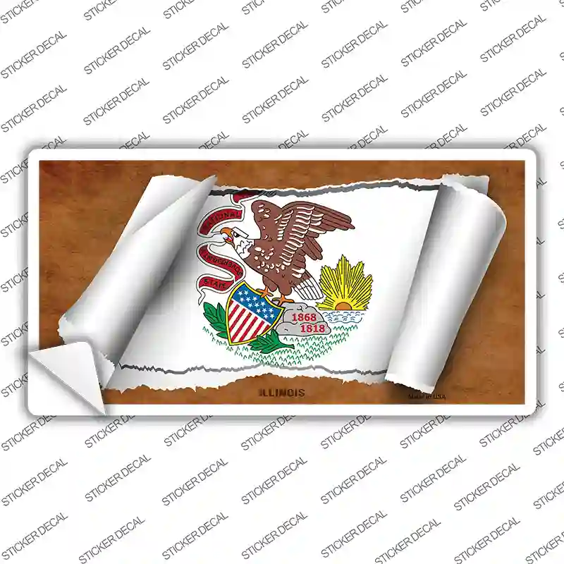 Illinois Flag Scroll Novelty Sticker Decal
