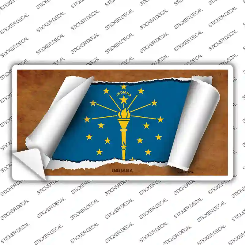 Indiana Flag Scroll Novelty Sticker Decal