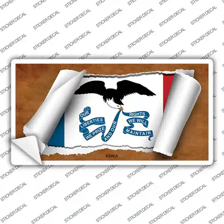 Iowa Flag Scroll Novelty Sticker Decal