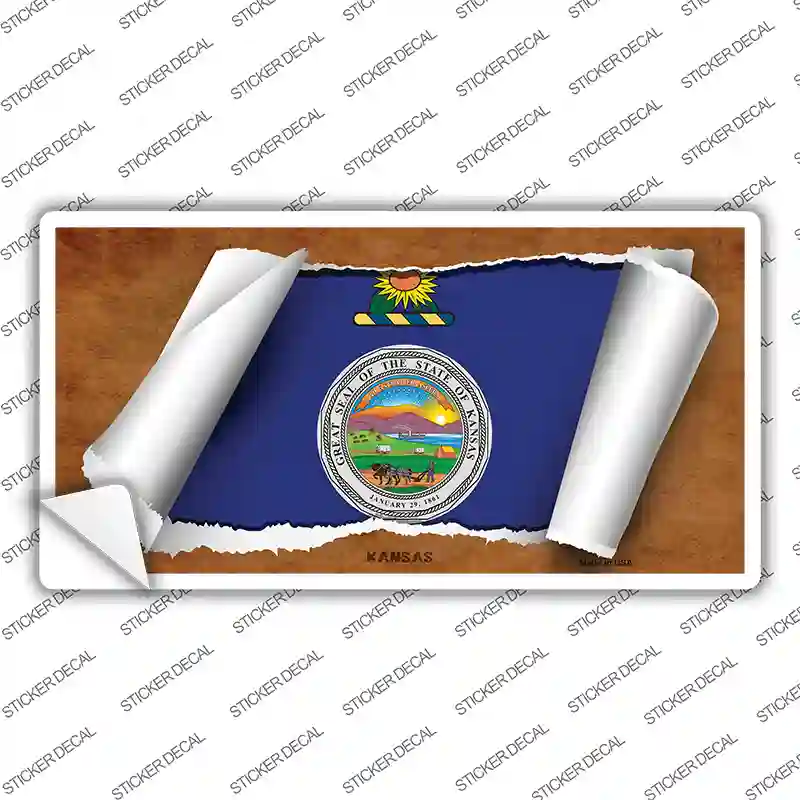Kansas Flag Scroll Novelty Sticker Decal
