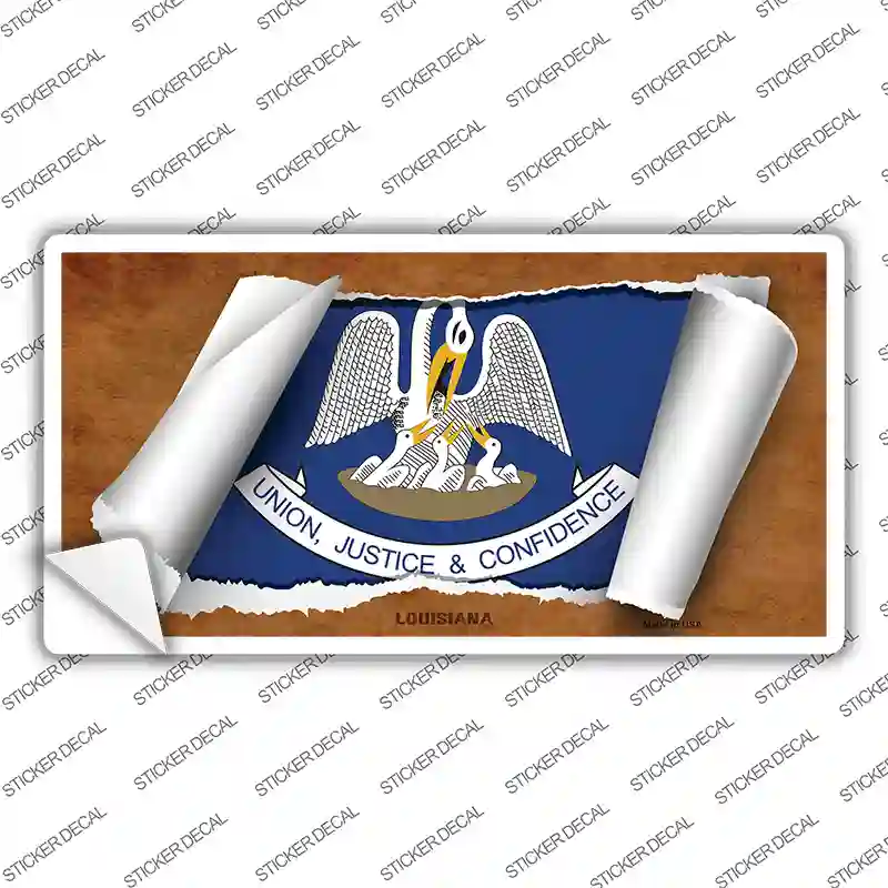 Louisiana Flag Scroll Novelty Sticker Decal