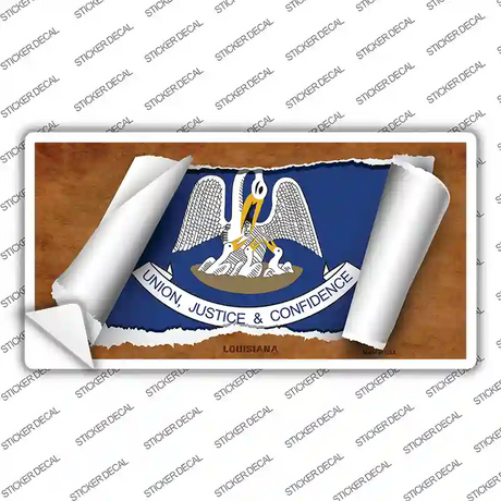 Louisiana Flag Scroll Novelty Sticker Decal