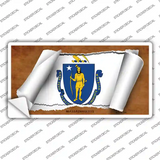 Massachusetts Flag Scroll Novelty Sticker Decal