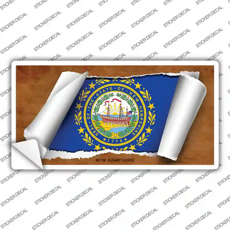 New Hampshire Flag Scroll Novelty Sticker Decal