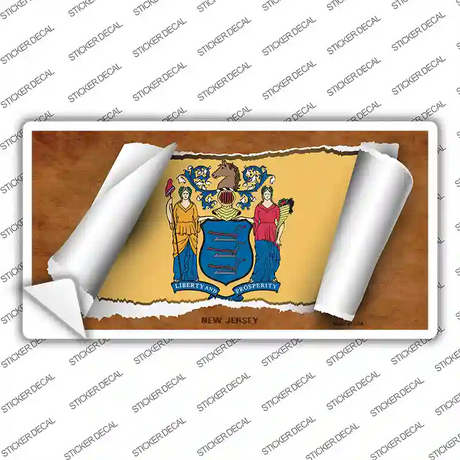 New Jersey Flag Scroll Novelty Sticker Decal