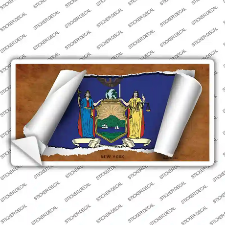 New York Flag Scroll Novelty Sticker Decal