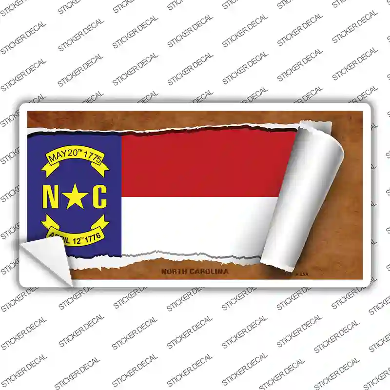 North Carolina Flag Scroll Novelty Sticker Decal