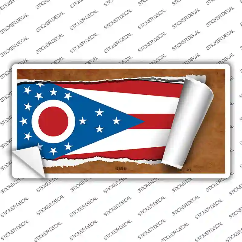 Ohio Flag Scroll Novelty Sticker Decal