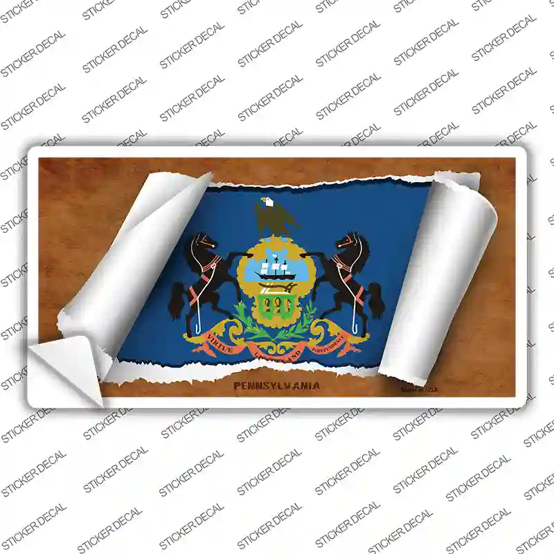 Pennsylvania Flag Scroll Novelty Sticker Decal