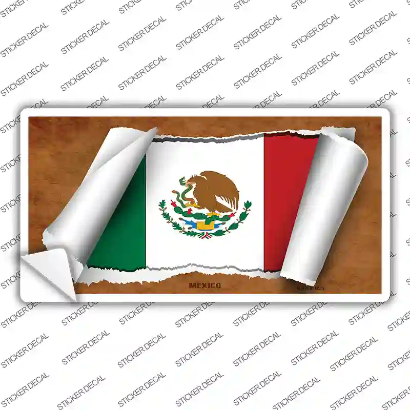 Mexico Flag Scroll Novelty Sticker Decal