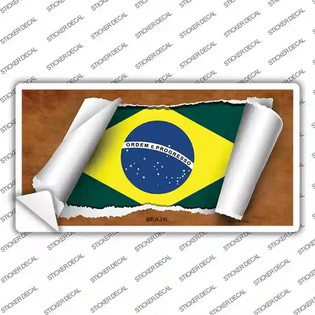 Brazil Flag Scroll Novelty Sticker Decal