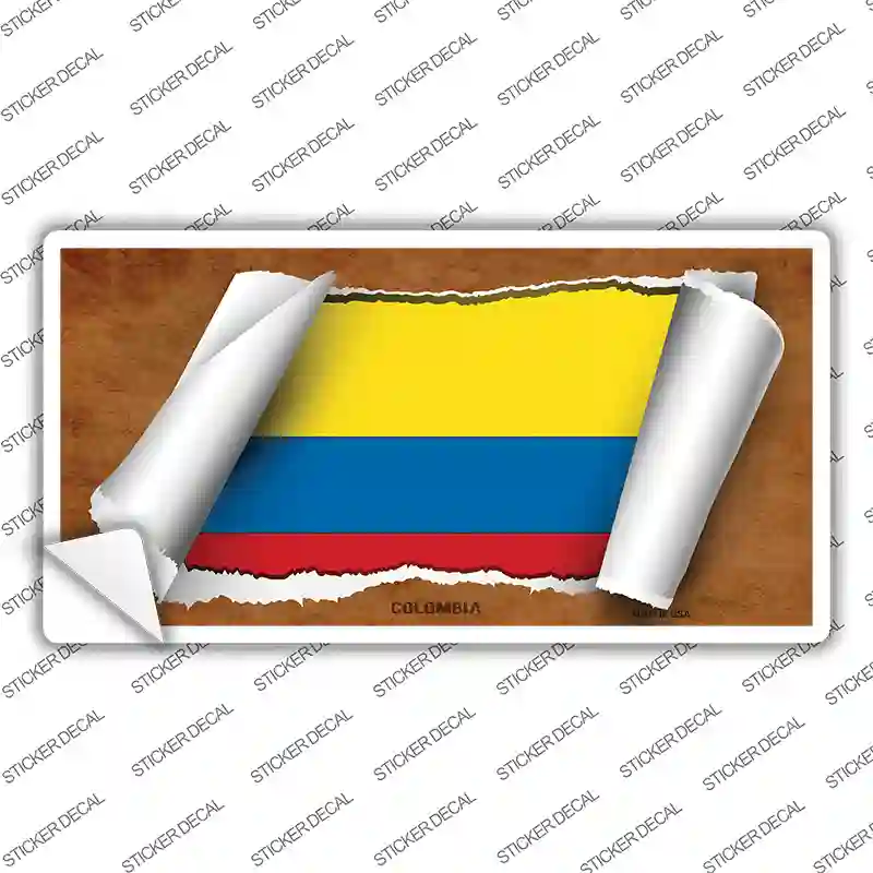 Colombia Flag Scroll Novelty Sticker Decal