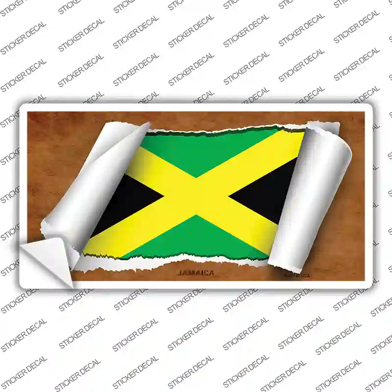 Jamaica Flag Scroll Novelty Sticker Decal