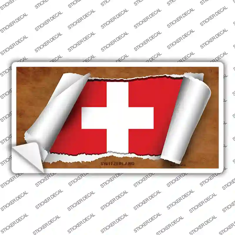 Switzerland Flag Scroll Novelty Sticker Decal