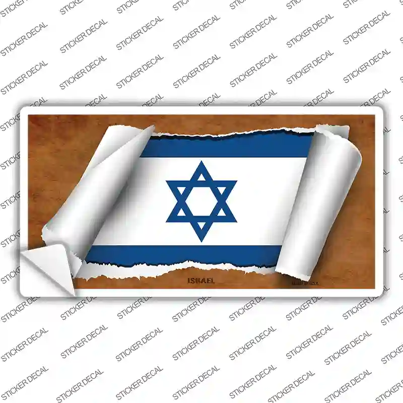 Israel Flag Scroll Novelty Sticker Decal