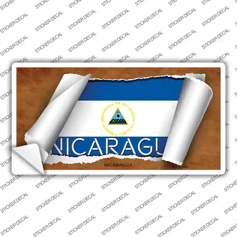 Nicaragua Flag Scroll Novelty Sticker Decal