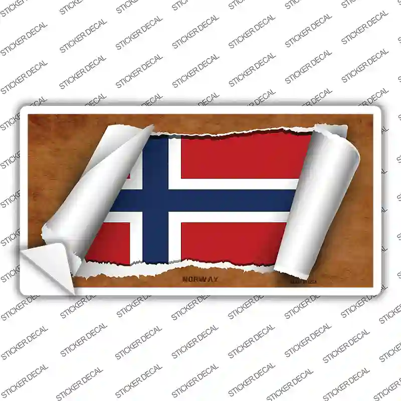 Norway Flag Scroll Novelty Sticker Decal