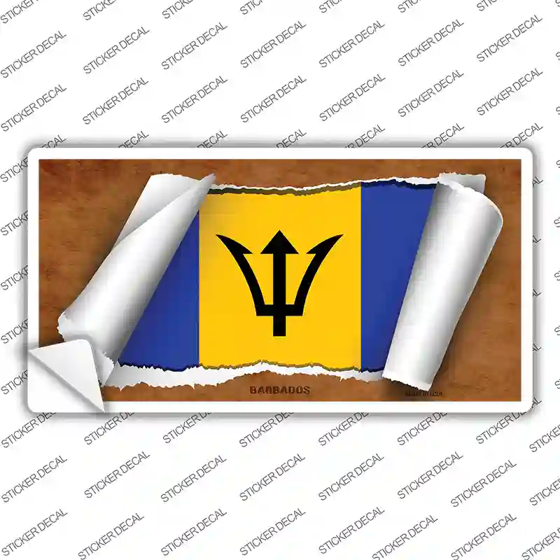 Barbados Flag Scroll Novelty Sticker Decal