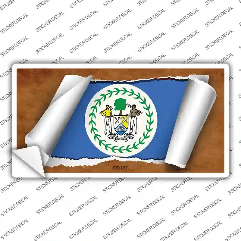 Belize Flag Scroll Novelty Sticker Decal