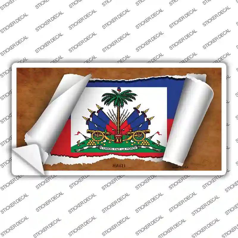 Haiti Flag Scroll Novelty Sticker Decal